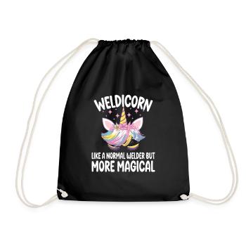 Weldicorn Welding like a normal Welder Girl Gift - Drawstring Bag - black - Front