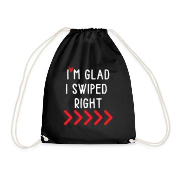 Valentine's Day- I'm Glad I Swiped Right - Drawstring Bag - black - Front