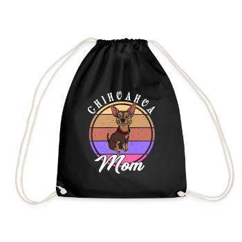 Best Chihuahua Mom Dog Retro - Drawstring Bag - black - Front