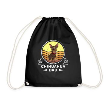Father Chihuahua Retro Dog - Drawstring Bag - black - Front