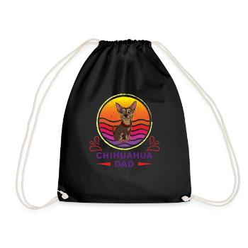 Father Chihuahua Retro Dog - Drawstring Bag - black - Front