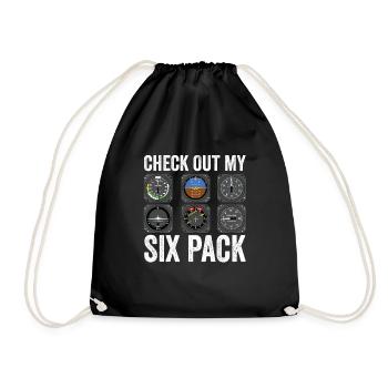 Funny Pilot Six Pack Aviation Flight Simulation - Turnbeutel - Schwarz - Vorne