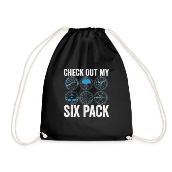 Funny Pilot Six Pack Aviation Flight Simulation - Turnbeutel - Schwarz - Vorne