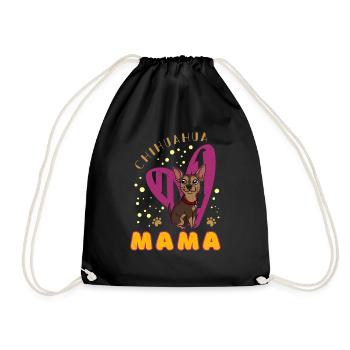 Chihuahua Dog Heart Mom - Drawstring Bag - black - Front