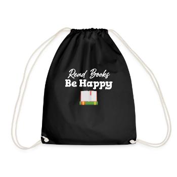 Reading Books Be Happy Bookworm Library - Drawstring Bag - black - Front