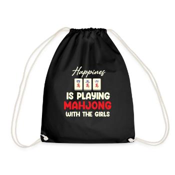 Happiness is playing mahjong with the girls - Drawstring Bag - black - Front
