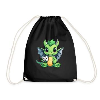 Cute Dragon Gamer Gaming Dragon Lover - Drawstring Bag - black - Front