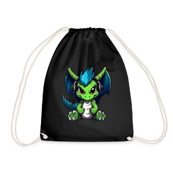 Cute Dragon Gamer Gaming Dragon Lover - Drawstring Bag - black - Front