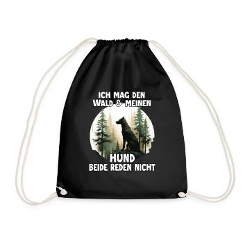 Lustiges Hundehalter Outfit für Wanderungen und - Turnbeutel - Schwarz - Vorne