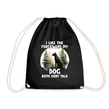 Forest lovers and dog owners T for hiking - Drawstring Bag - black - Front