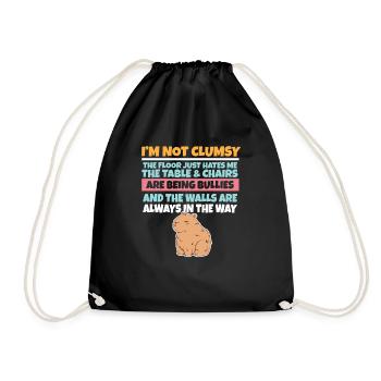 I'm Not Clumsy The Floor Hates Me Foolish Capybara - Drawstring Bag - black - Front