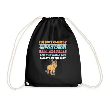 I'm Not Clumsy The Floor Hates Me Foolish Donkey - Drawstring Bag - black - Front