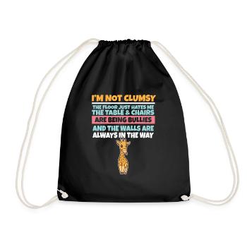 I'm Not Clumsy The Floor Hates Me Foolish Giraffe - Drawstring Bag - black - Front