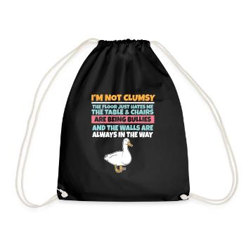 I'm Not Clumsy The Floor Hates Me Foolish Duck - Drawstring Bag - black - Front
