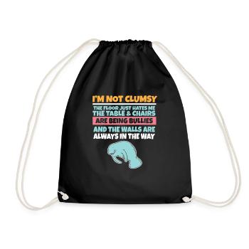 I'm Not Clumsy The Floor Hates Me Foolish Manatee - Drawstring Bag - black - Front