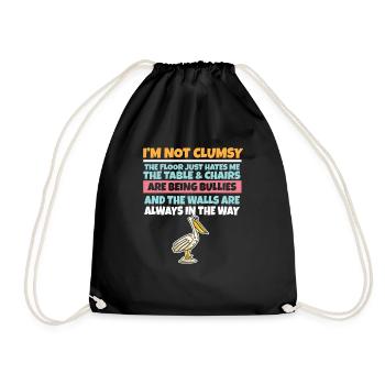 I'm Not Clumsy The Floor Hates Me Foolish Pelican - Drawstring Bag - black - Front