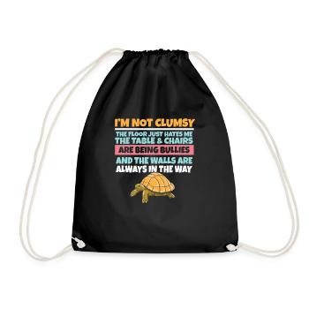 I'm Not Clumsy The Floor Hates Me Foolish Turtle - Drawstring Bag - black - Front