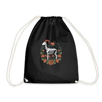 Goat Flower Skeleton Flower Animal - Drawstring Bag - black - Front