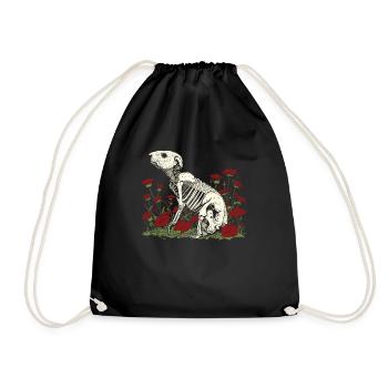 Beaver Flower Skeleton Flower Animal - Drawstring Bag - black - Front