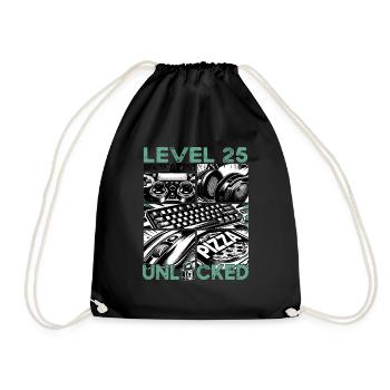 Geburtstag Level 25 freigeschaltet Gaming & Zocker - Turnbeutel - Schwarz - Vorne