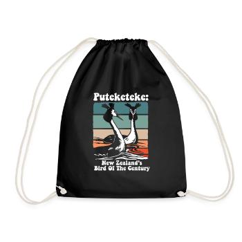 Puteketeke New Zealand's Bird of the Century - Drawstring Bag - black - Front