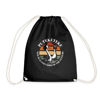 Puteketeke New Zealand's Bird of the Century - Drawstring Bag - black - Front