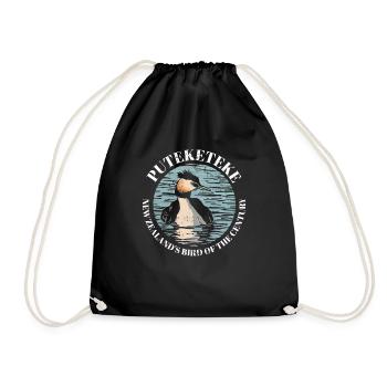 Puteketeke New Zealand's Bird of the Century - Drawstring Bag - black - Front