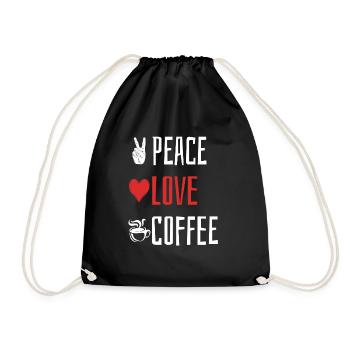 Peace Love Coffee - Heart - Drawstring Bag - black - Front