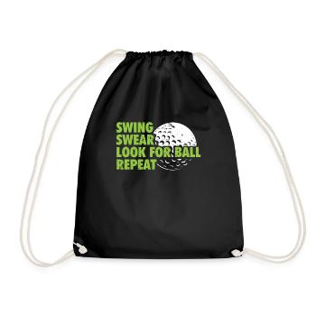 Swing Swear Look For Repeat Funny Golf Golfer - Drawstring Bag - black - Front