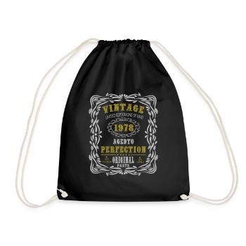 Vintage Birthday Party 1978 Original Parts 46th - Drawstring Bag - black - Front