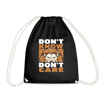 Leo Funny Don't Know Dont Care - Drawstring Bag - black - Front