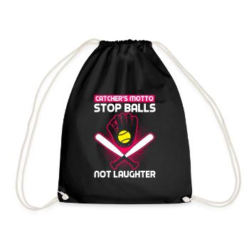 Catcher Softball Lover Bat Ball - Drawstring Bag - black - Front