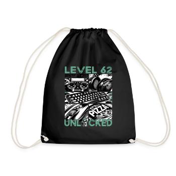 Birthday Level 62 Unlocked Gaming & Gamer - Drawstring Bag - black - Front