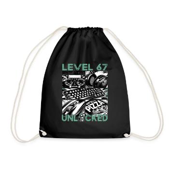 Birthday Level 67 Unlocked Gaming & Gamer - Drawstring Bag - black - Front