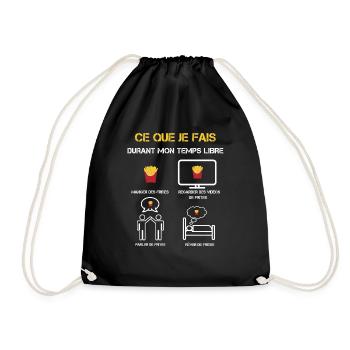 cadeaux temps libre frites - Sac de sport léger - noir - Devant