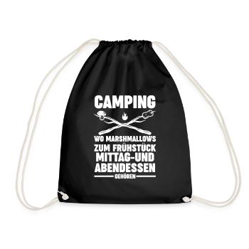 Camper Wohnwagen Wohnmobil Campen Camping - Turnbeutel - Schwarz - Vorne