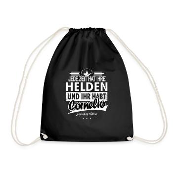 Jede Zeit hat Ihre Helden ihr habt Cornelio - Turnbeutel - Schwarz - Vorne