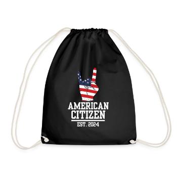 American Citizen Est 2024 US Flag Naturalized - Drawstring Bag - black - Front