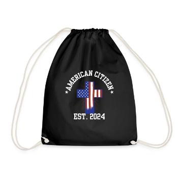 American Citizen Est 2024 US Flag Naturalized - Drawstring Bag - black - Front