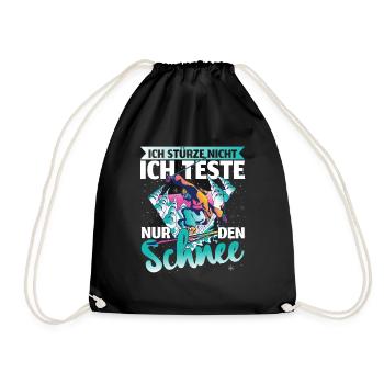 Skifahren Wintersport Ski Ich teste nur den Schnee - Turnbeutel - Schwarz - Vorne