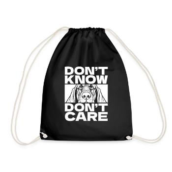 Bassett Dog Funny Dont Know Don't Care - Drawstring Bag - black - Front