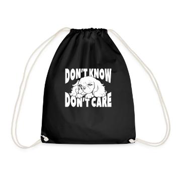 King Charles Cavalier Funny Dont Know Dont Care - Drawstring Bag - black - Front