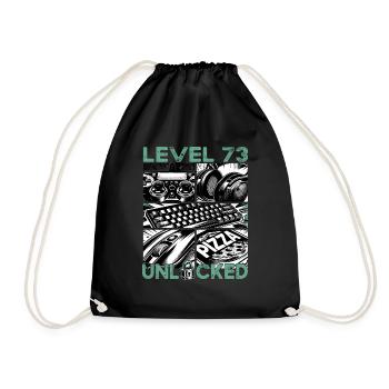 Birthday Level 73 Unlocked Gaming & Gamblers - Drawstring Bag - black - Front