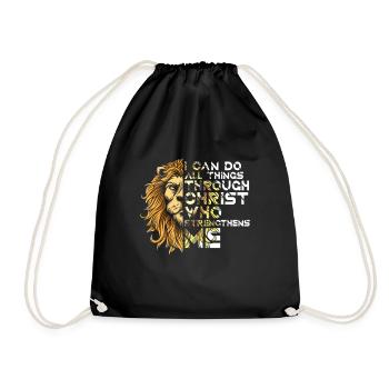 Je peux tout faire par la foi du Christ Lion - Sac de sport léger - noir - Devant