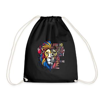 Je peux tout faire par la foi du Christ Lion - Sac de sport léger - noir - Devant