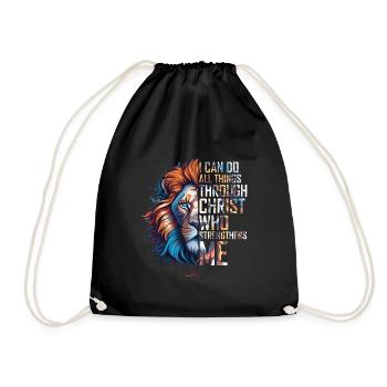 Je peux tout faire par la foi du Christ Lion - Sac de sport léger - noir - Devant