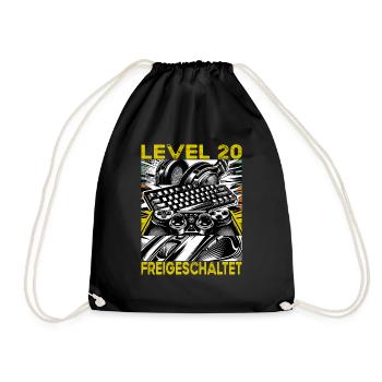Geburtstag Level 20 freigeschaltet Gaming & Zocker - Turnbeutel - Schwarz - Vorne