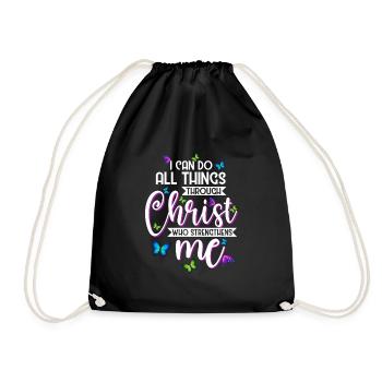 I Can Do All Things Through Christ Butterfly - Drawstring Bag - black - Front
