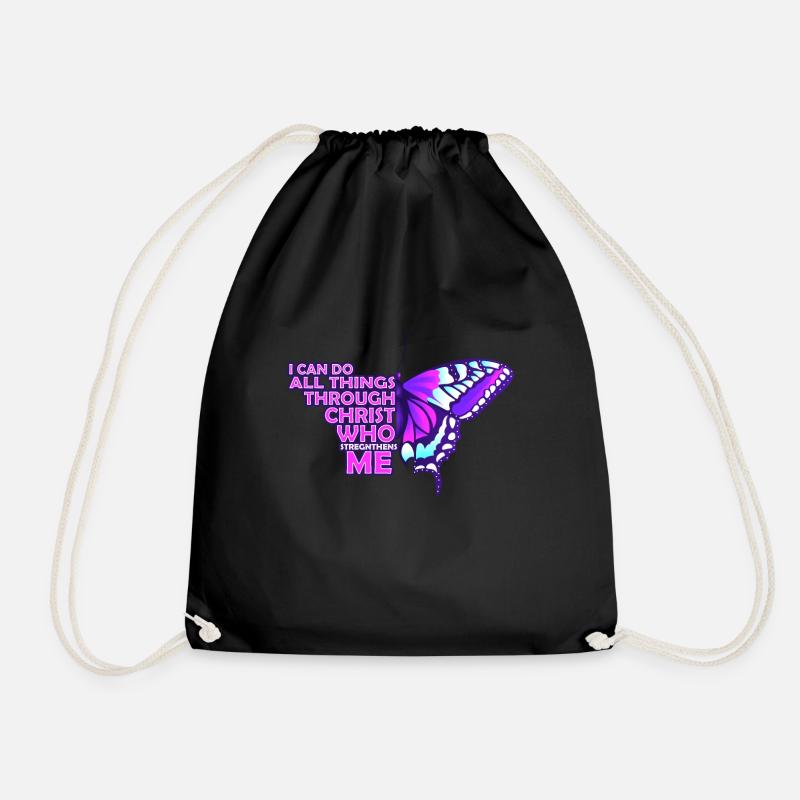I Can Do All Things Through Christ Butterfly - Turnbeutel - Schwarz
