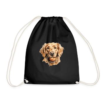 Cute Golden Retriever dog owner T Golden Retriever - Drawstring Bag - black - Front